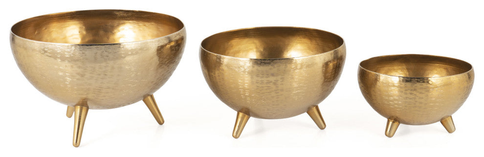 Yasmeen Gold Metal Planter Bowls, Set of 3