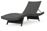 GDF Studio 2-Piece Olivia Outdoor Gray Wicker Chaise Lounge and Table Set