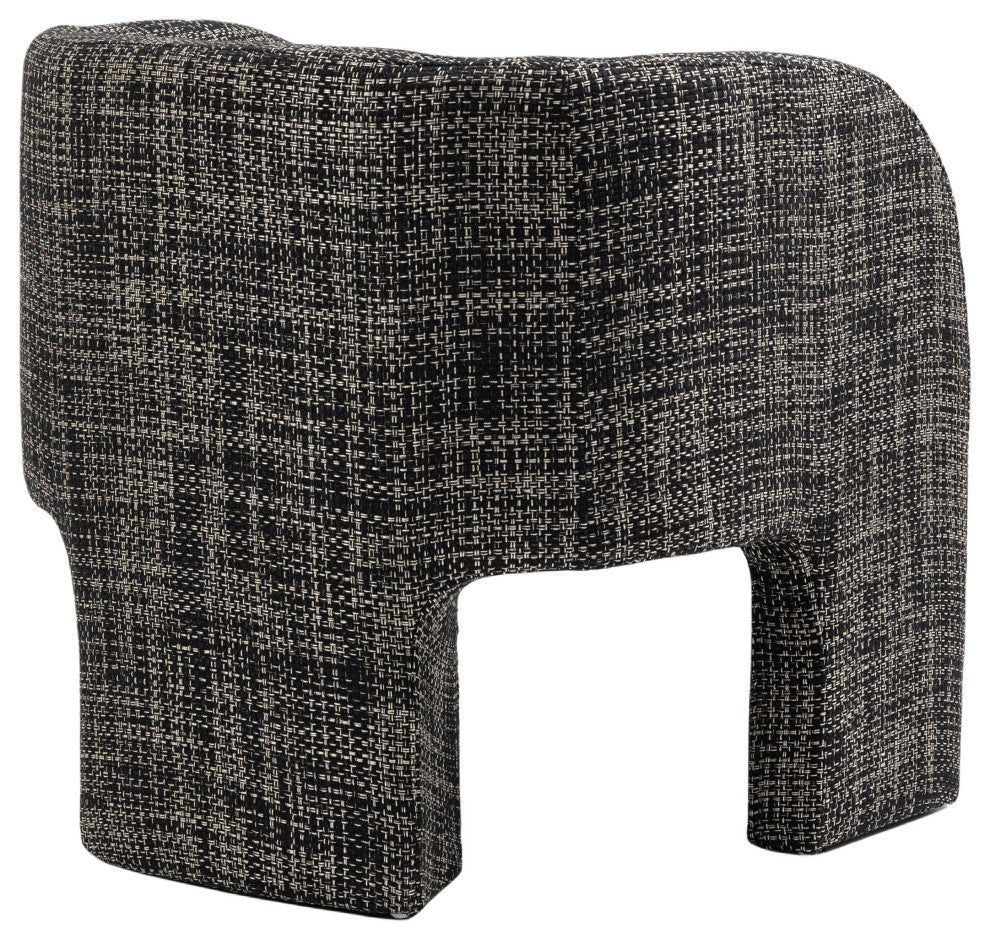Sawyer Beige Weaved Polyester Fabric Accent Chair, Black, Weaved Fabric