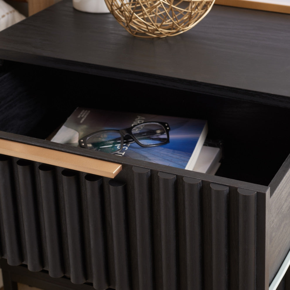 Safavieh Lylia 2 Drawer Nightstand, Black