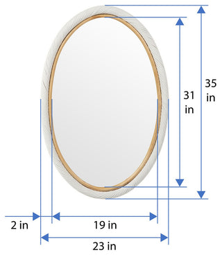 Oval Twisted Rattan Wall Mirror, White