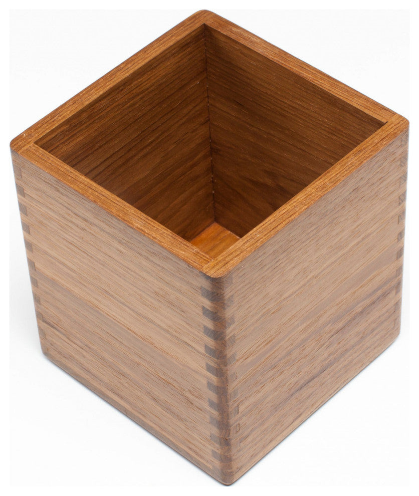 Traditional Solid Teak Square Tissue Box Cover