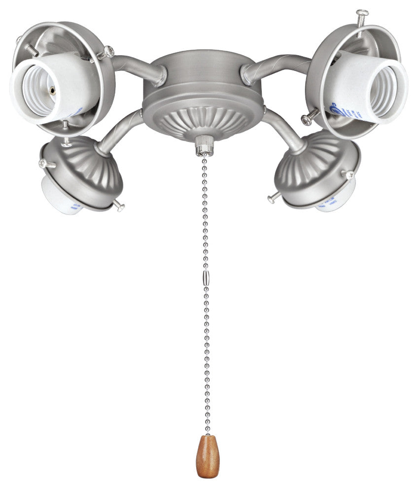 22003-11 4-Light Ceiling Fan Fitter Light Kit With Pull Chain, Brushed Nickel