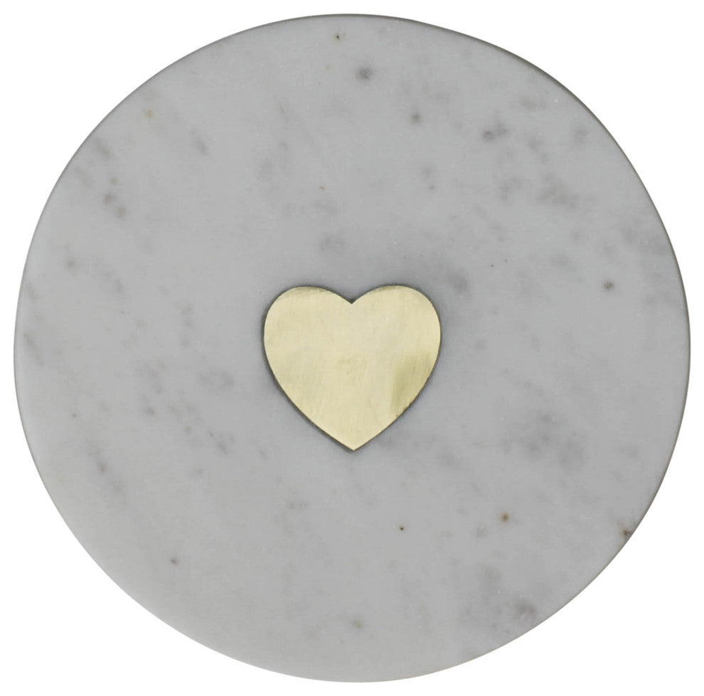 Heart Inlay Marble Serving Tray