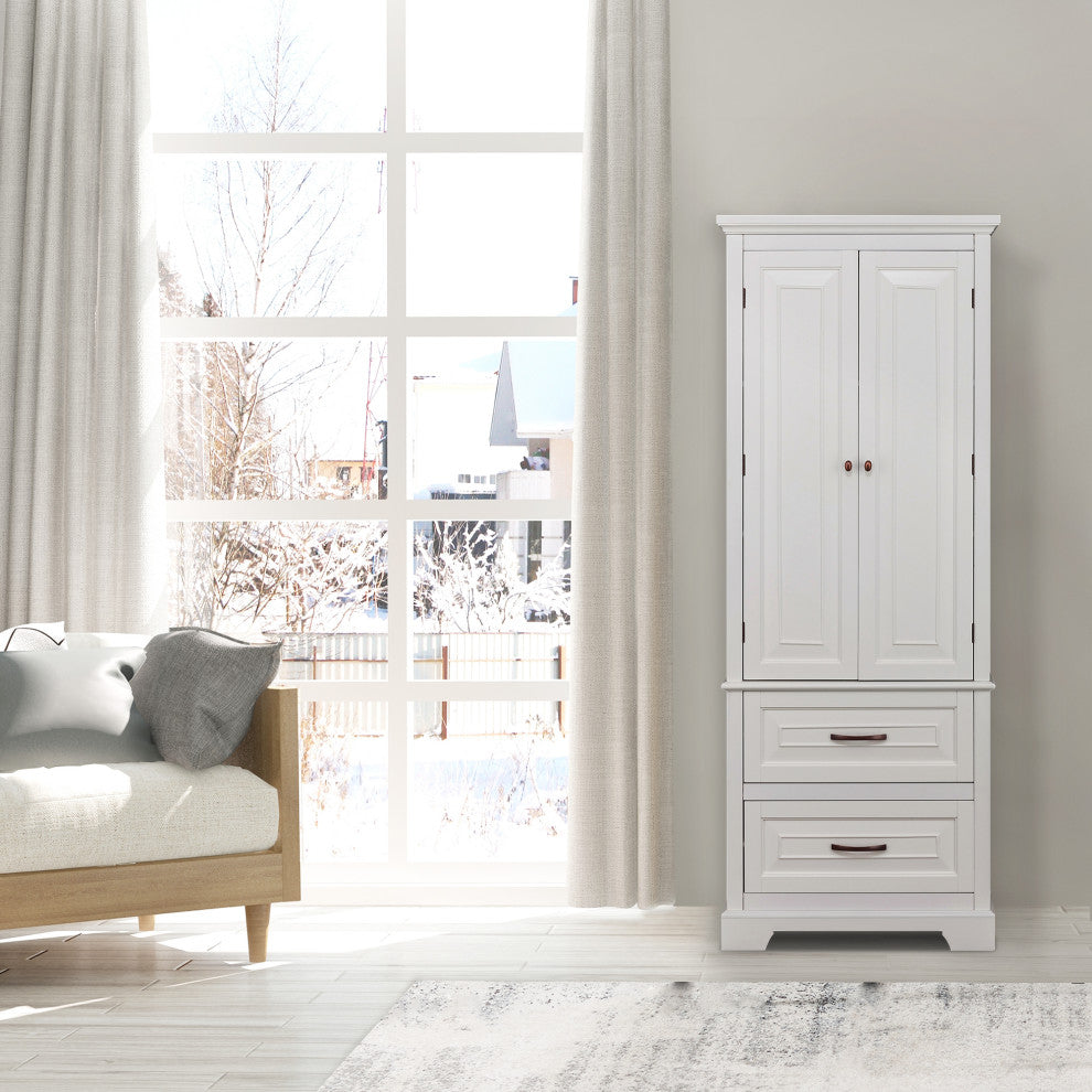 Wooden Bathroom Linen Tower Storage Cabinet