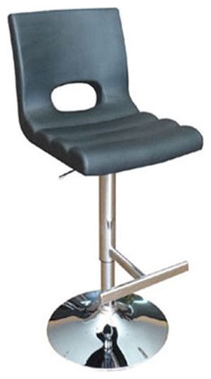 45" Black Leatherette And Steel Bar Stool