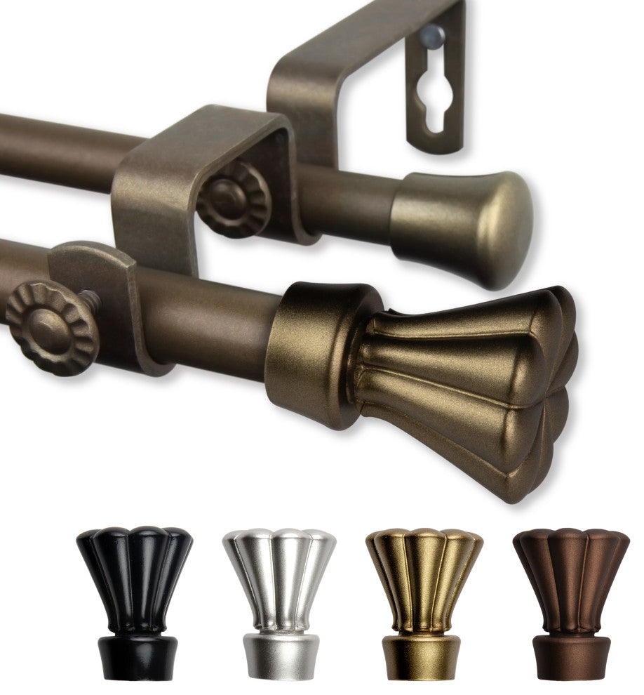 Pasha 5/8" Double Curtain Rod Antique Gold