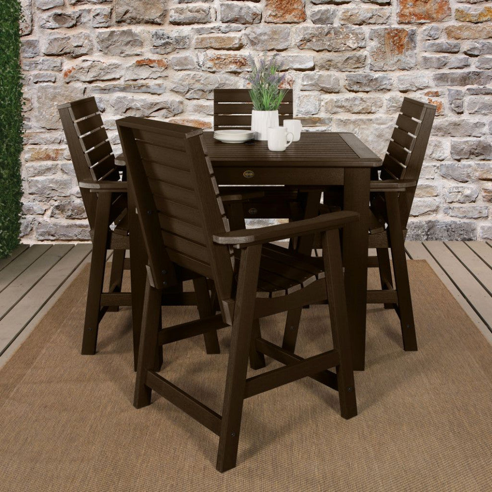 Glennville 5-Piece Square Counter Dining Set, Weathered Acorn