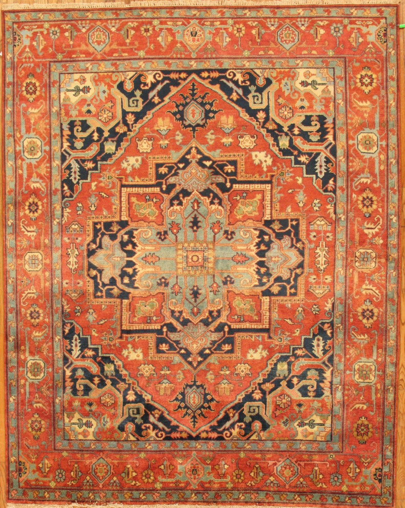 Pasargad Home Serapi Collection Hand-Knotted Rust Wool Area Rug, 2'8"x8'1"