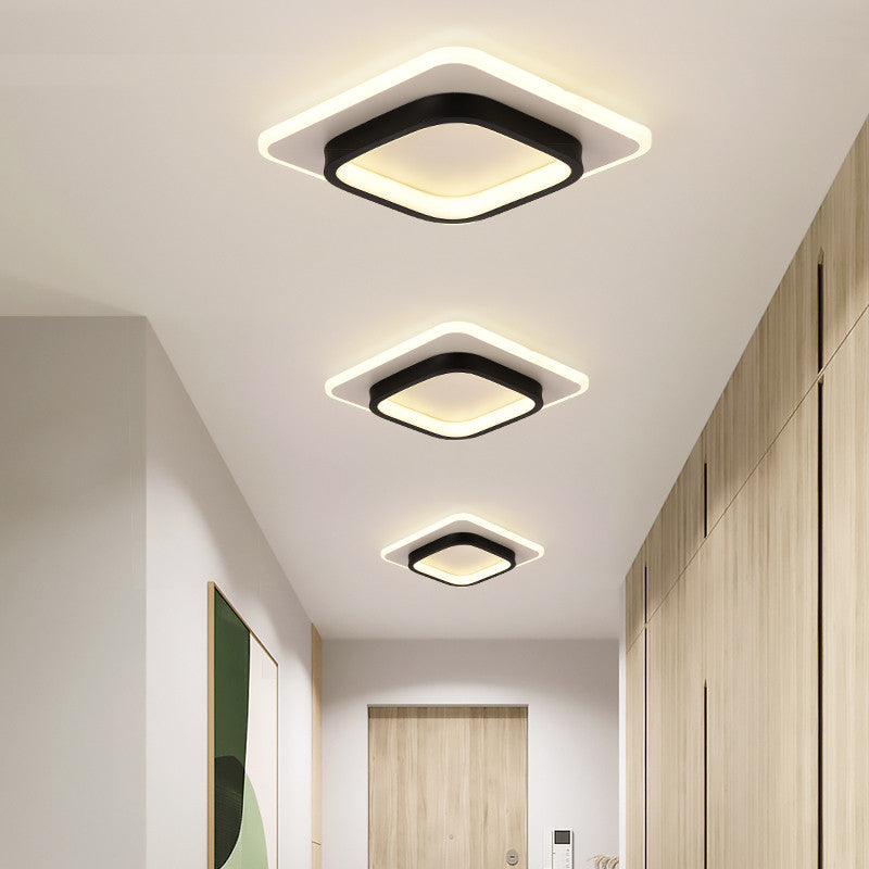 Enghien | Square LED Ceiling Light, Black, Dia9.4xh3.1"
