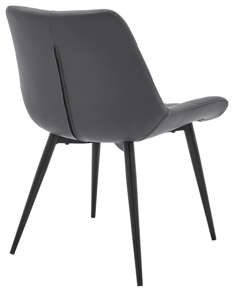 Loralie Gray Faux Leather and Black Metal Dining Chairs, Set of 2