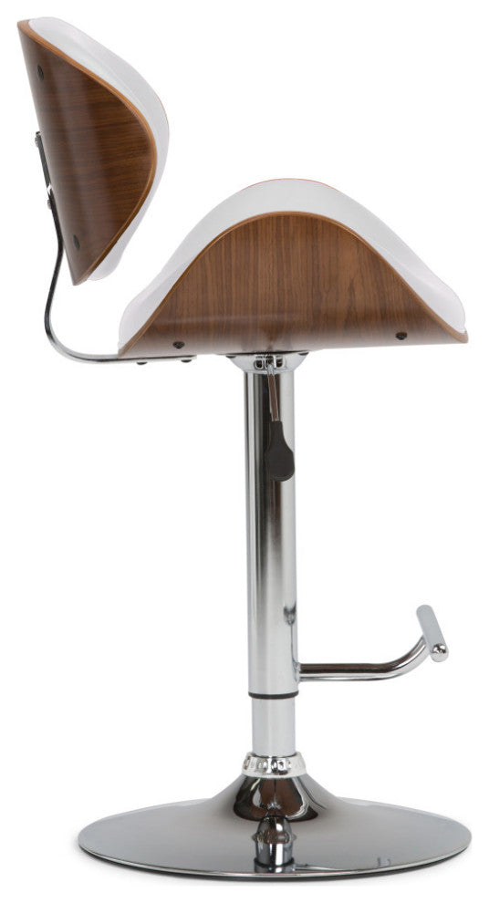 Marana Bentwood Adjustable Swivel Bar Stool, White