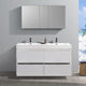 Valencia 60" Glossy White Free Standing Double Sink Vanity, Faucet FFT1040CH