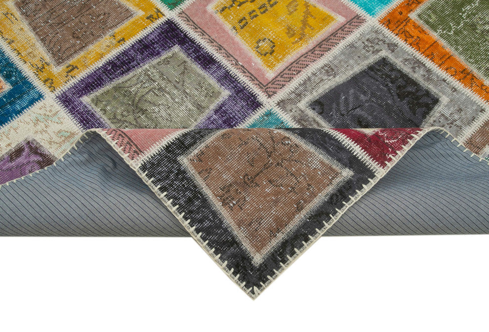 Rug N Carpet - Handwoven Turkish 6' 7" x 9' 2" Contemporary Patchwork Area Rug
