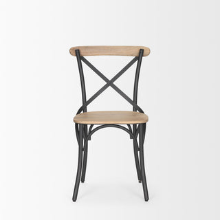 Etienne Light Brown Wood With Iron Metal Dining Chair (Set of 2)