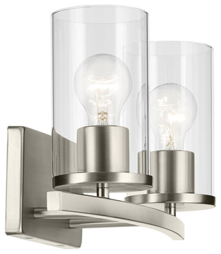 Crosby 15.25" 2-Light Vanity Light With Clear Glass, Brushed Nickel