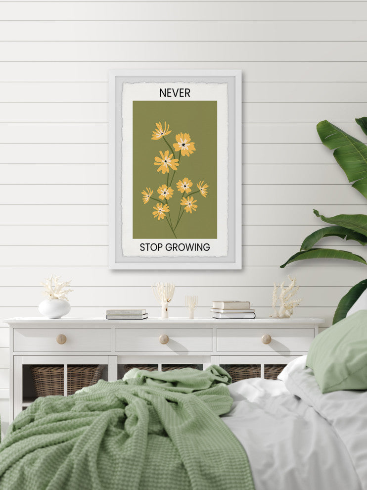 "Never Stop Growing" Framed Painting Print, 12x18