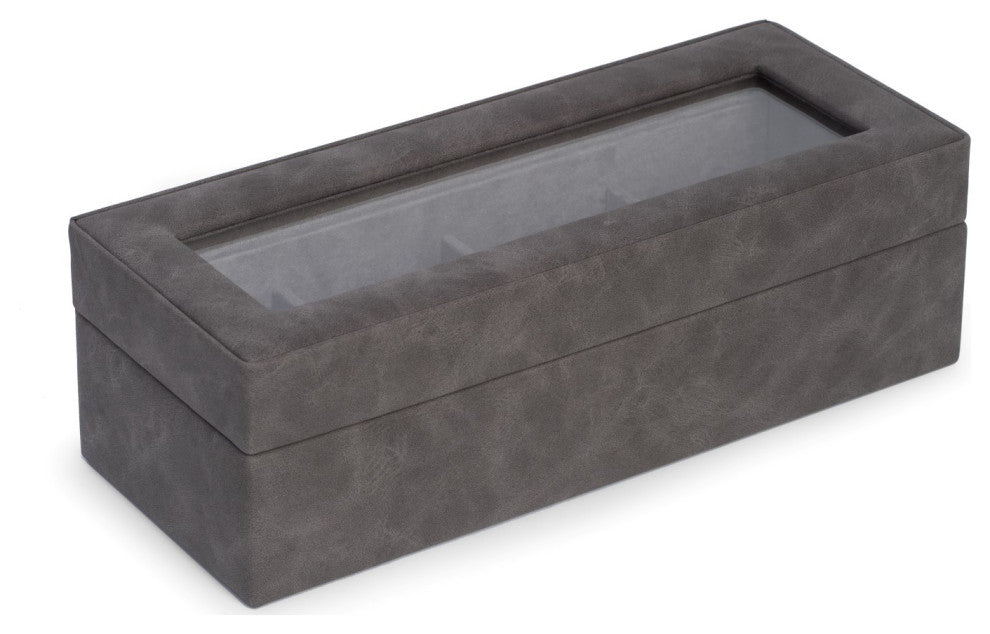 4 Watch Storage Case, Gray, Soft Velour Lining