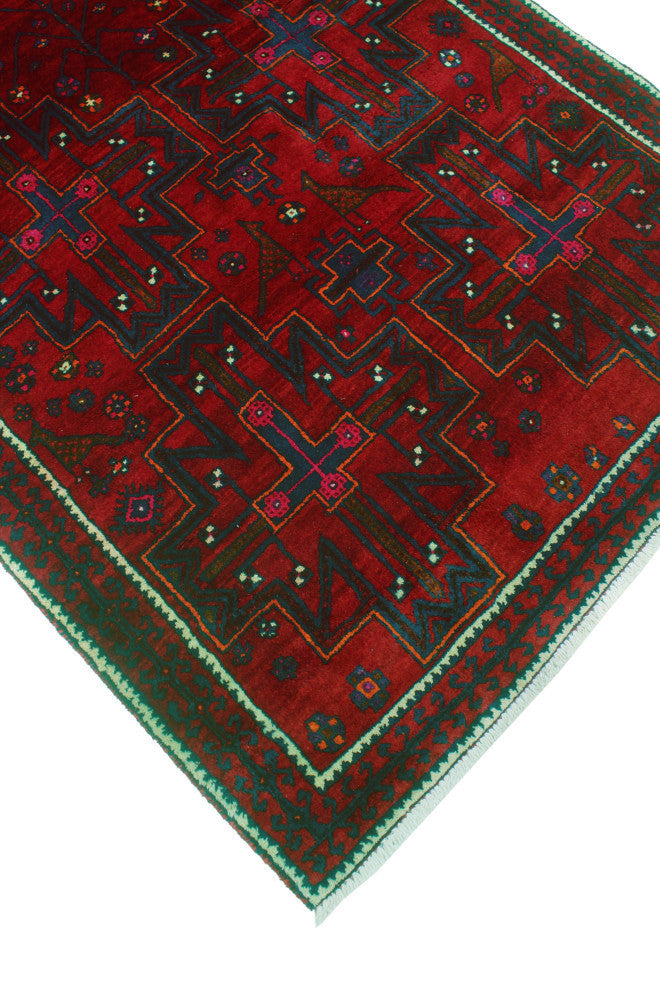 Fine Vintage Distressed Laylah Red/Ivory Runner, 4'0x10'3