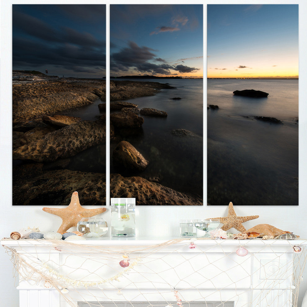 "Dark Sydney Coastline" Canvas Wall Art, 3 Panels, 36"x28"