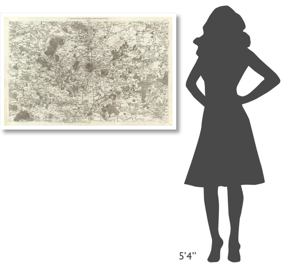 "Paris, France, 1762" Digital Paper Print by Cesar-Francois Cassini, 46"x31"