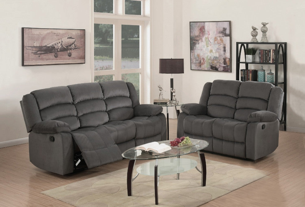 2-Piece Indoor Gray Microsuede 5-Person Seating Set