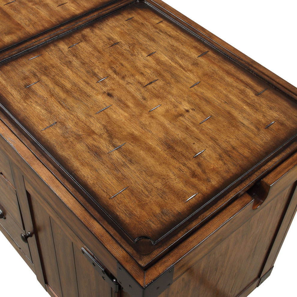 Kitchen Cart with 3 Drawers, Antique Tobacco