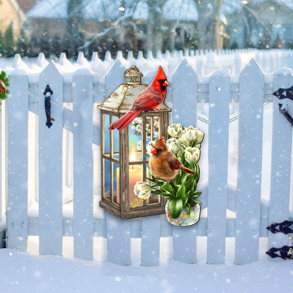 Lantern Cardinals Holiday Door Decor