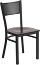 Dyersburg Metal Chair Black Grid Back, Walnut Wood Seat