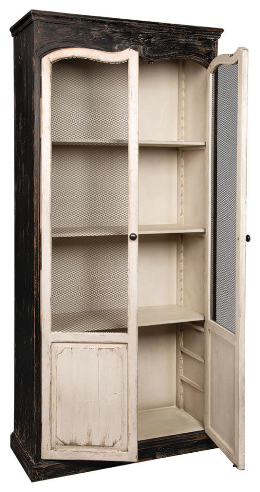 Shows the cabinet with doors open, revealing interior shelves; white background but not a pure full-front view, categorized as a close-up/interior feature image (alternate_white_close).