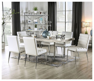 Leatherette And Metal Side Chair, White