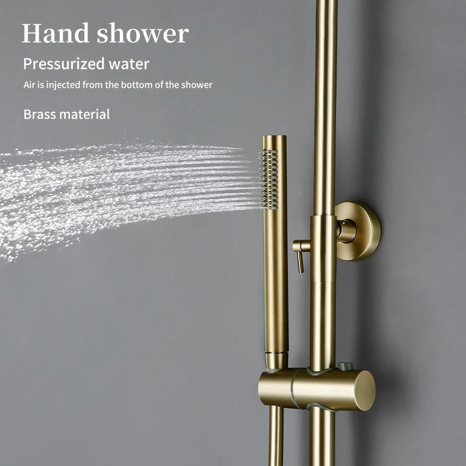 Wasser™ Shower Faucet With Handheld Shower Head, Brushed Gold, 10" Showerhead
