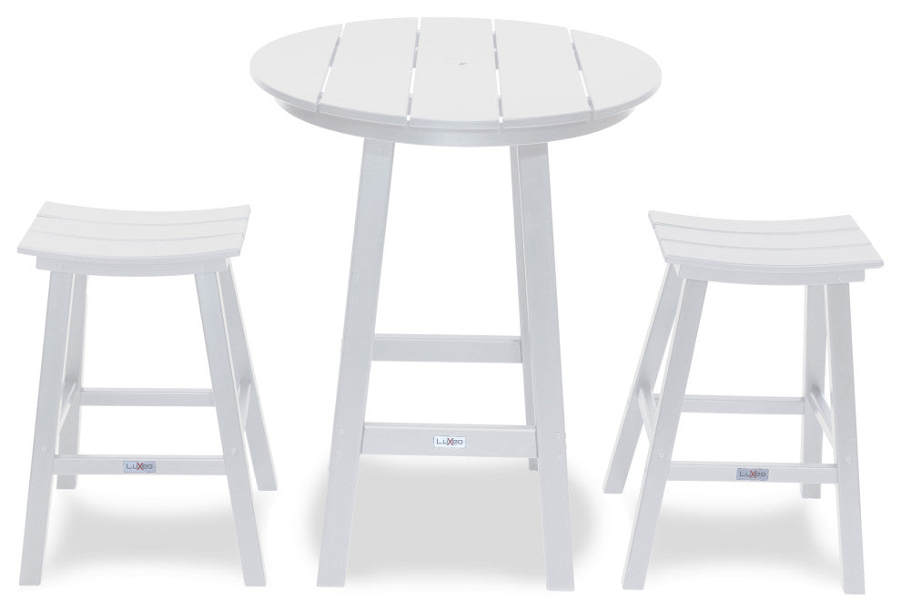 LuXeo Bailey-Cabo Round Counter 3-Piece Set, White