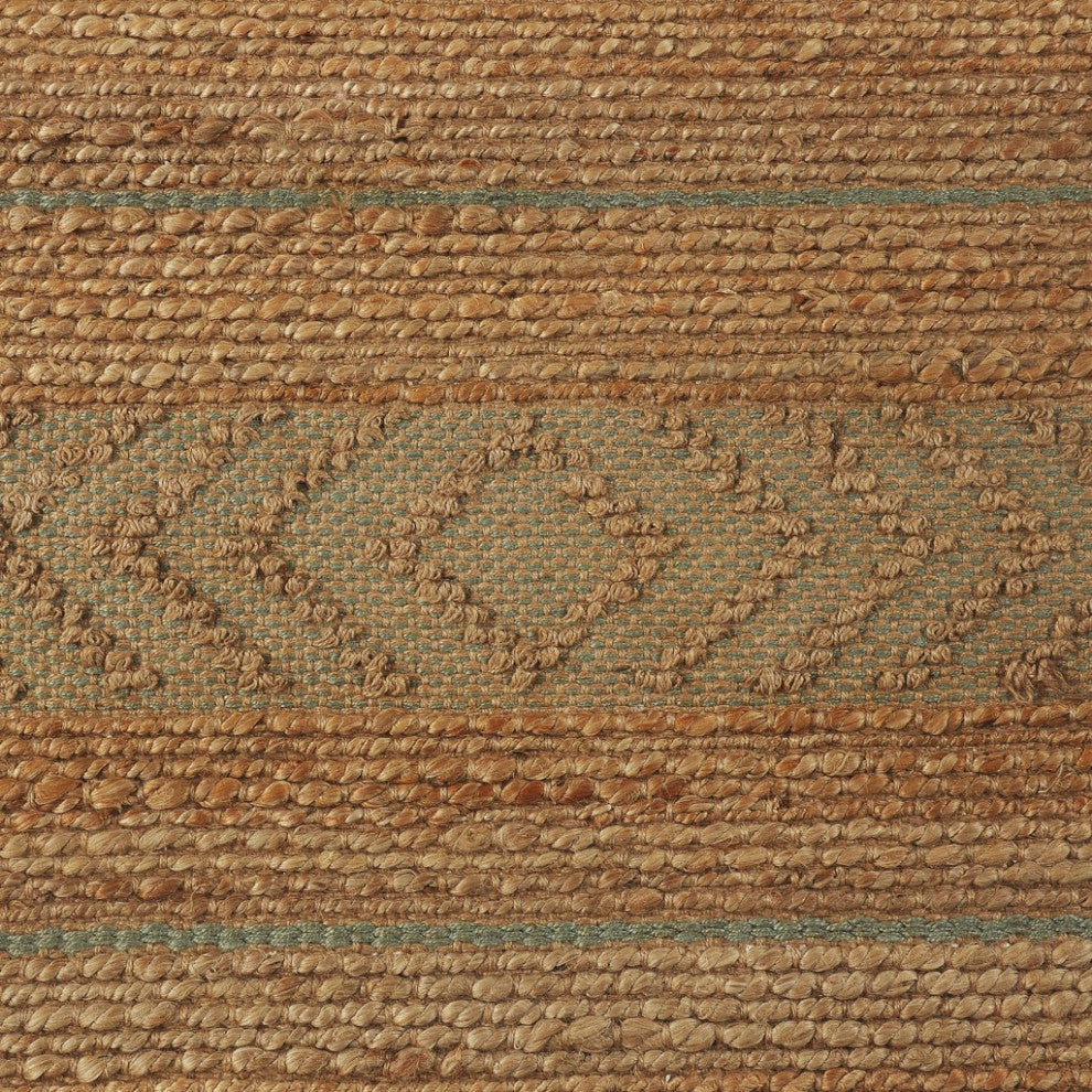 5" x 8" Seafoam and Tan Bohemian Striped Area Rug