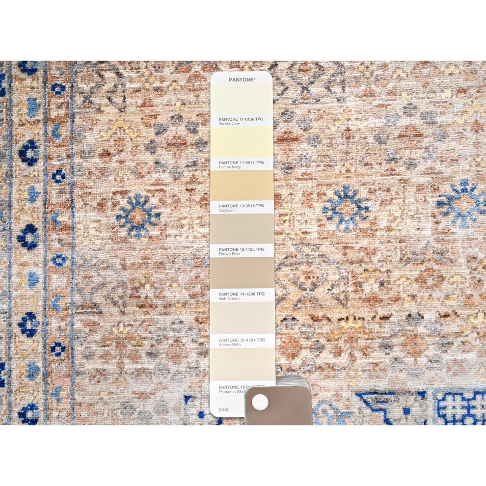 Almond Brown Mamluk Design 200 KPSI Soft Wool Hand Knotted Rug 9'10"x13'10"