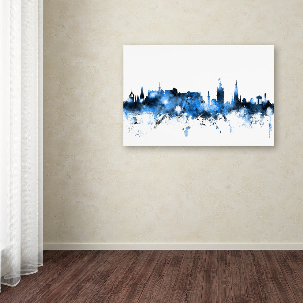 Michael Tompsett 'Edinburgh Skyline White' Canvas Art, 12x19