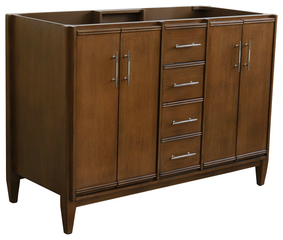 48" Double Sink Vanity, Walnut Finish - Cabinet Only