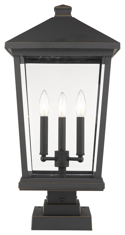 Z-Lite 3 Light Outdoor Pier Mounted Fixture Oil Rubbed Bronze 568PHXLS-SQPM-ORB