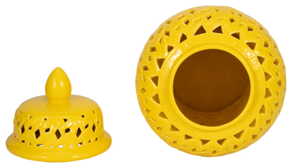 Pierced Yellow Temple Jar 24"