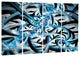 "Blue Spiral Fractal Design" Abstract Digital Wall Artwork, 4 Panels, 48"x28"