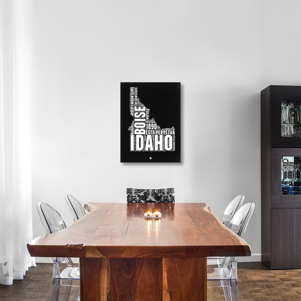 "Idaho Black and White Map" Fine Art Print