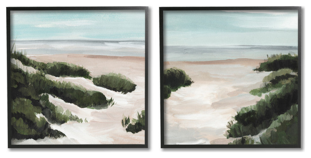 Tall Grass Sand Dunes Soft Wave Beach Landscape,2pc, each 24 x 24