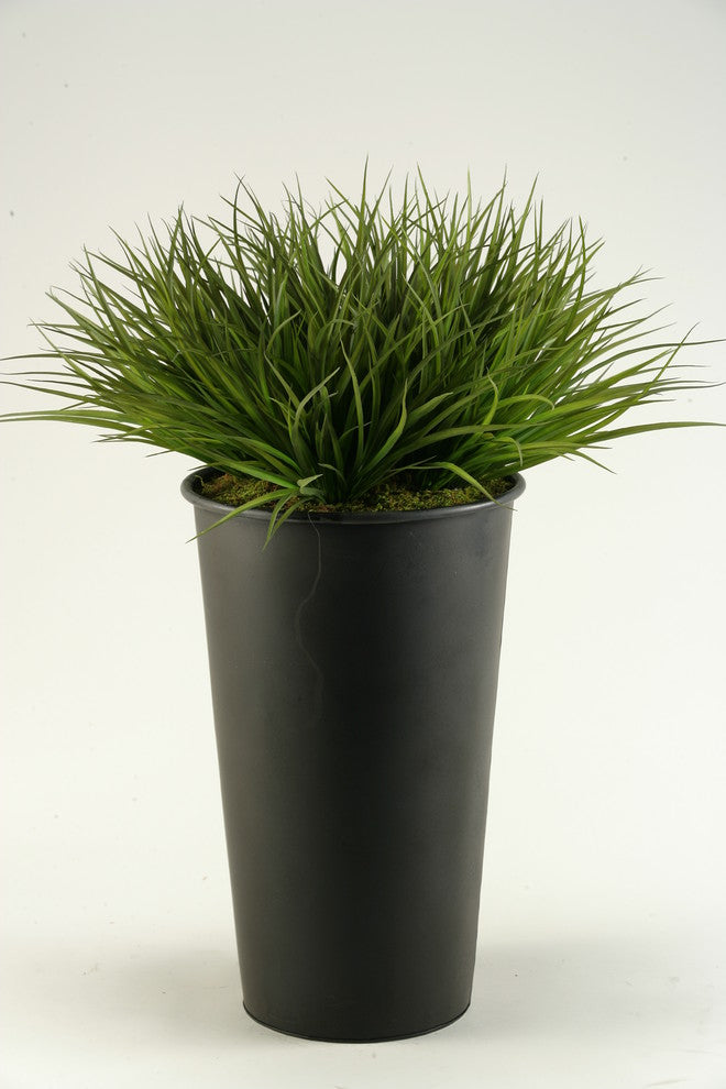 Wild Grass in Tall Round Metal Planter