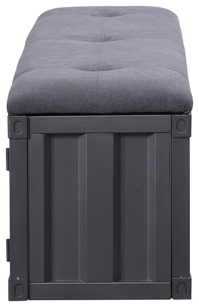 ACME Cargo Storage Bench, Gray Fabric and Gunmetal