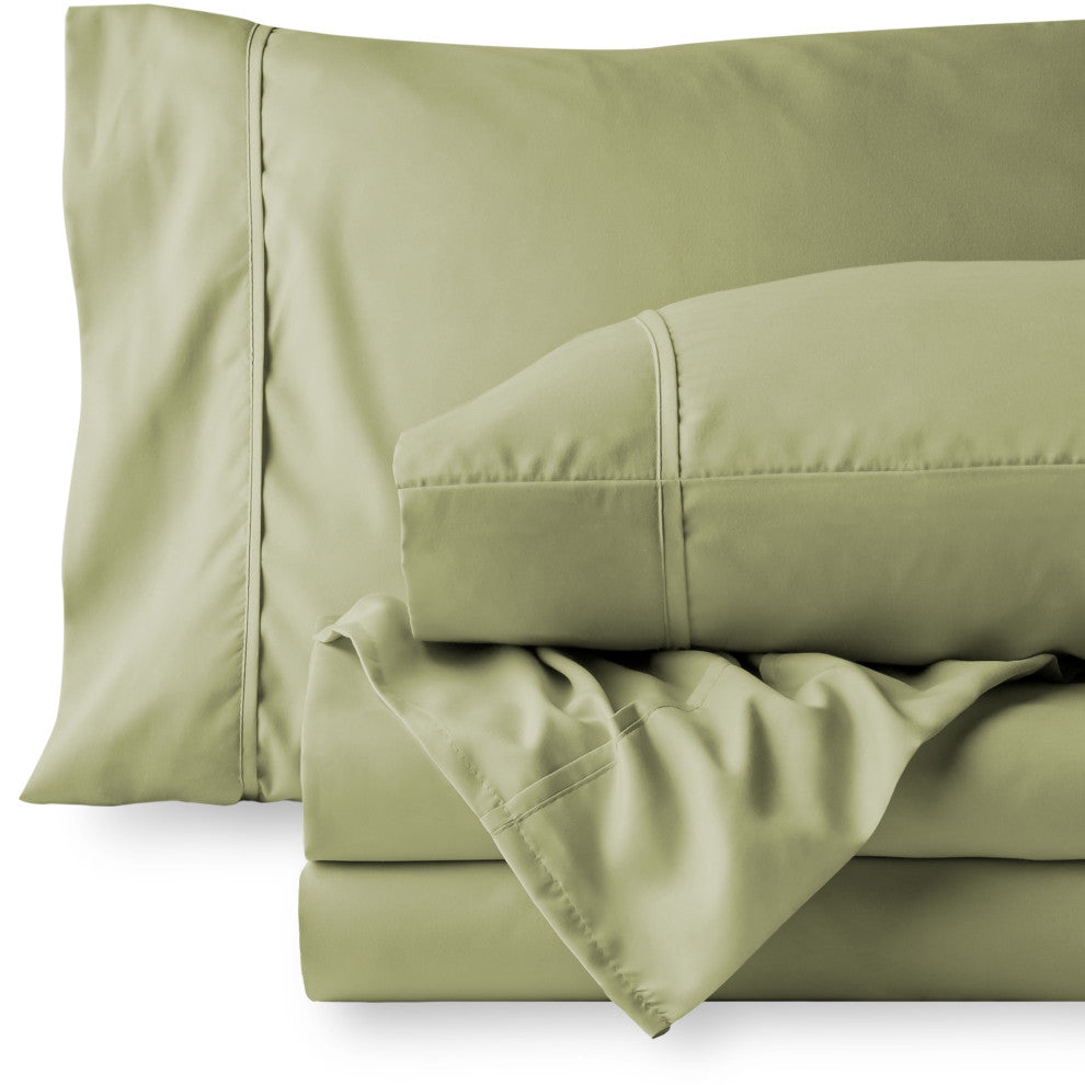 Bare Home 1800 Microfiber Sheet Set, Sage, Twin