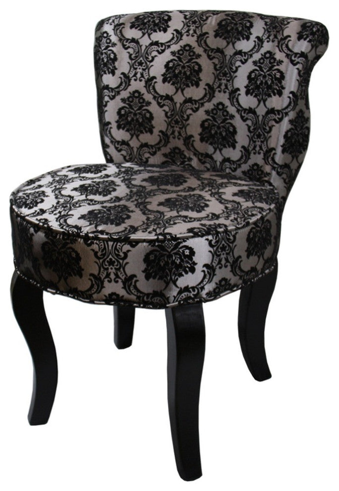 Modern Wooden Chair With Patterned Gray and Black Design
