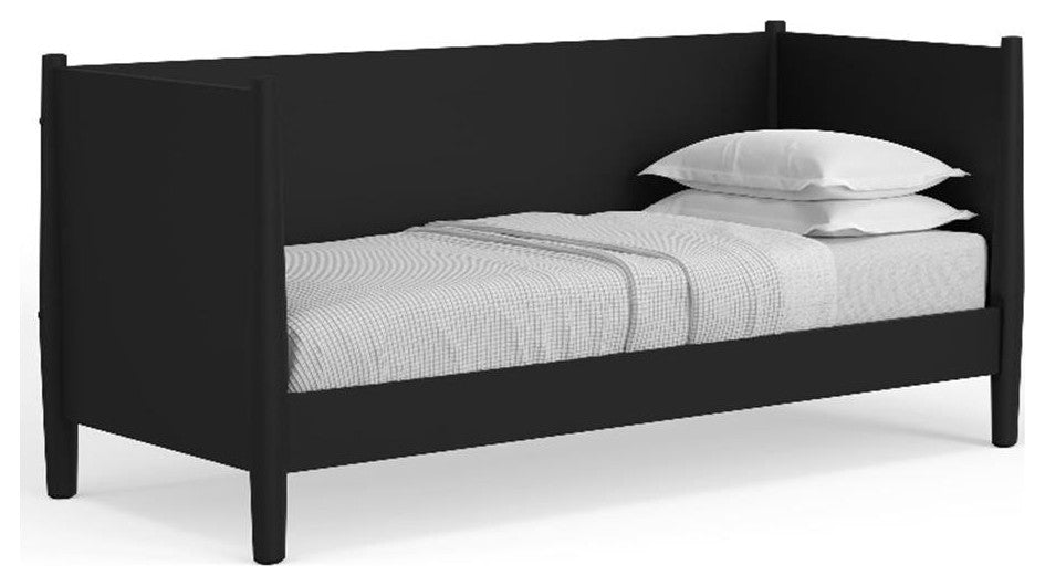 Alpine Furniture Flynn Mid Century Modern Twin Size Wood Day Bed in Black