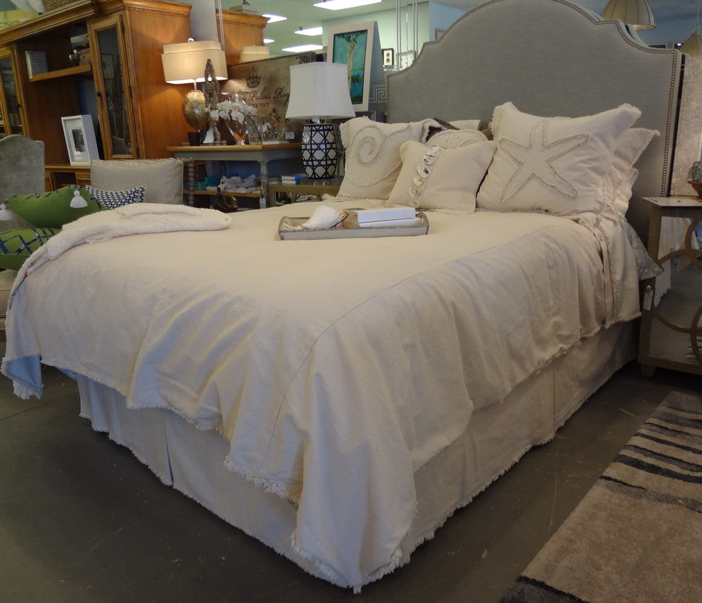 Natural Cotton Canvas Duvet Cover, Ivory, King