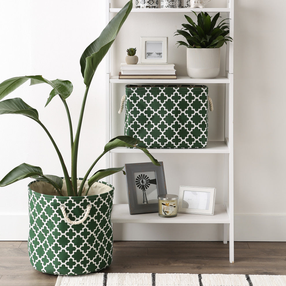 DII Polyester Bin Lattice Hunter Green Rectangle Medium