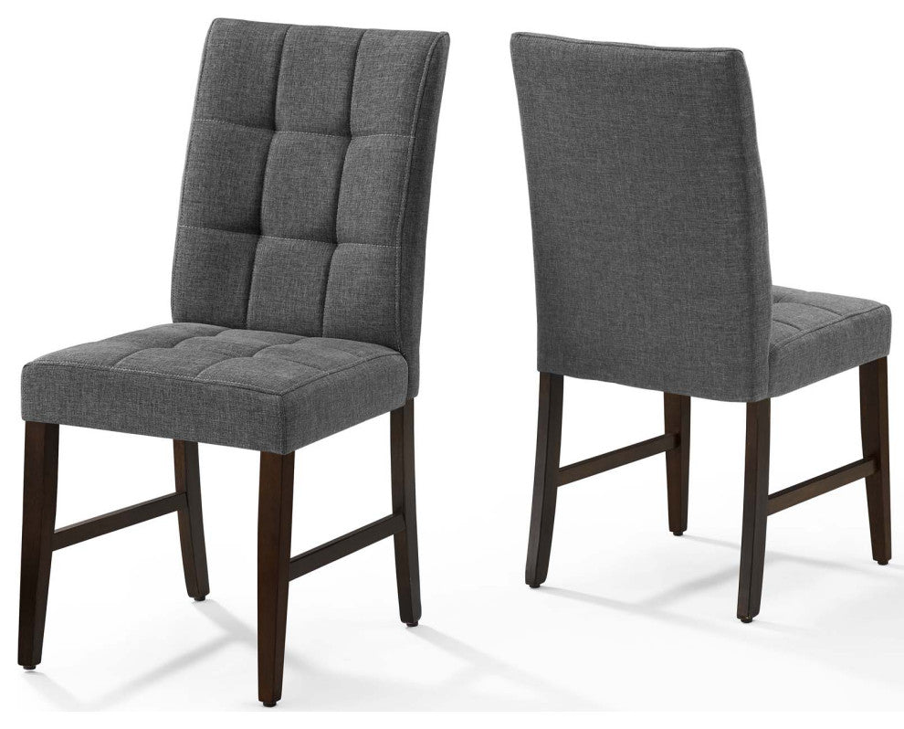 Promulgate Biscuit Tufted Upholstered Fabric Dining Chair Set of 2 Gray